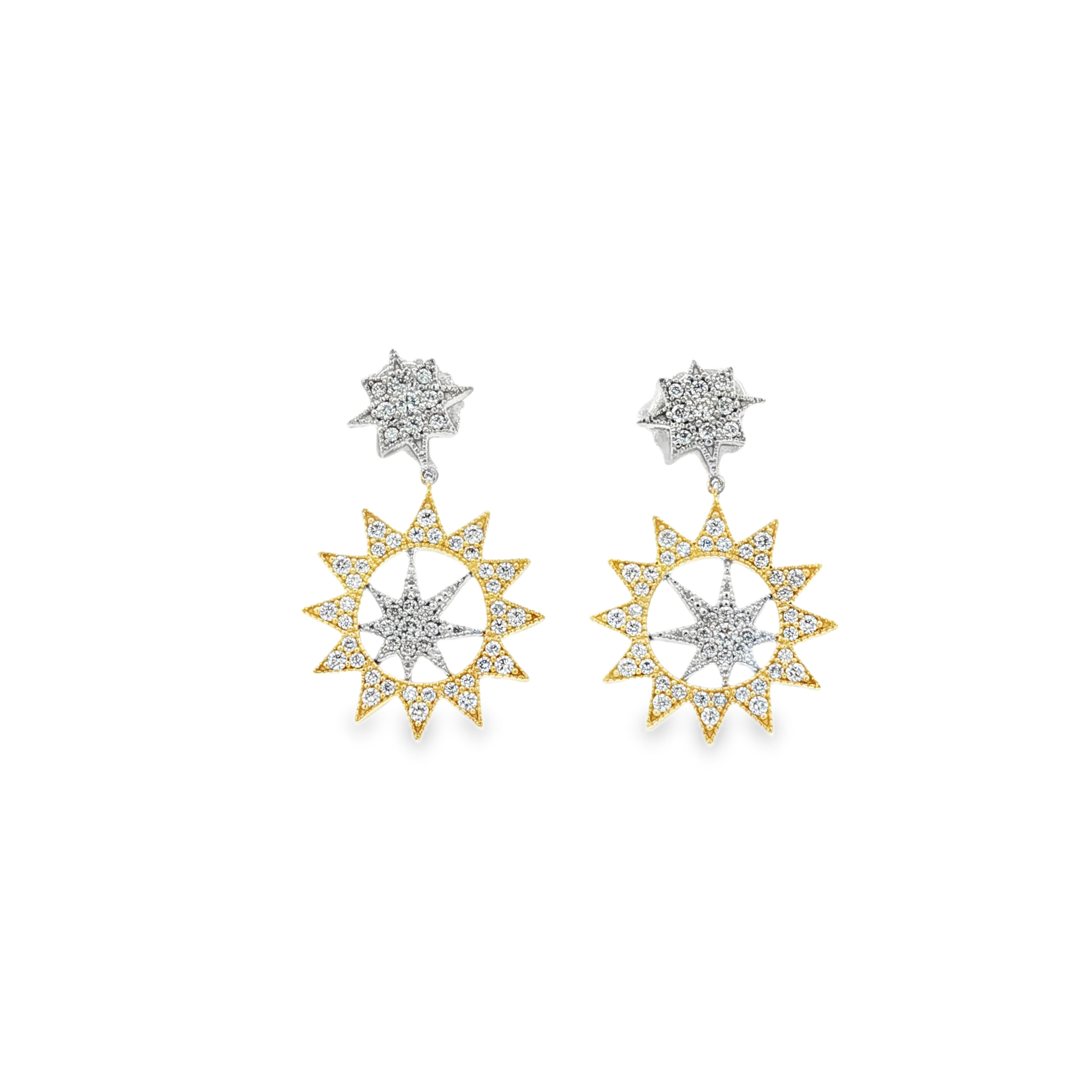 Penny Preville 18K Yellow and White Gold Celestial Dreams Diamond Mini Star Dangle Earrings