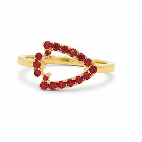 14K Yellow Gold Ruby Arrowhead Outline Ring - 6579