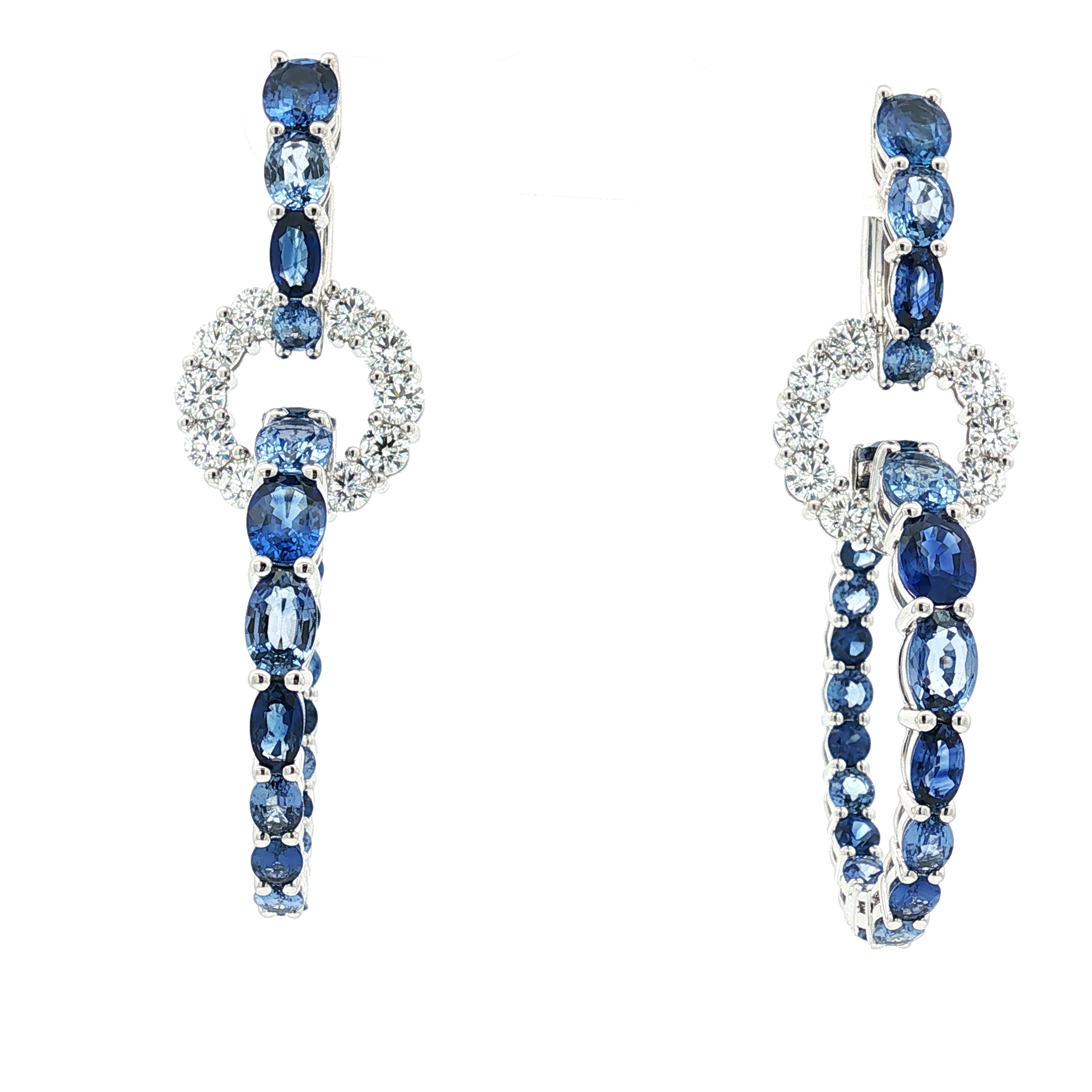Robert Procop 18K White Gold American Glamour Sapphire and Diamond Three Hoop Earrings - 55585