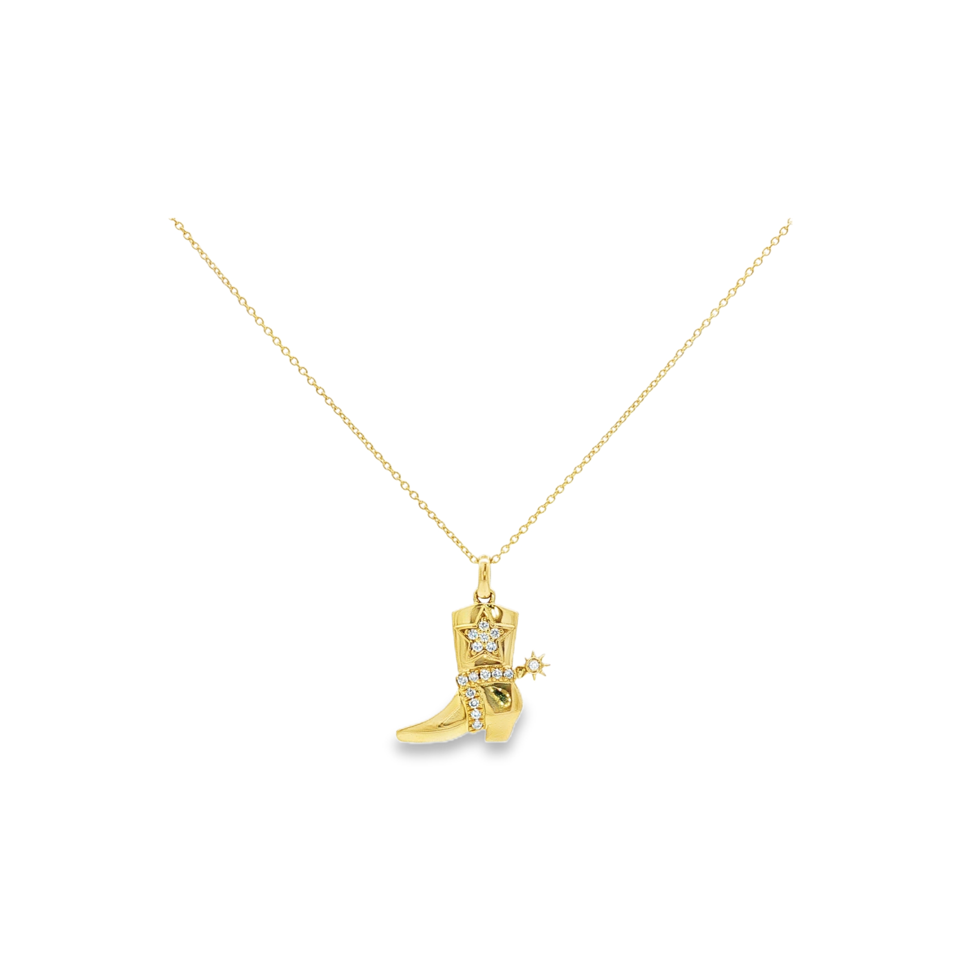 Roberto Coin 18K Yellow Gold Diamond Cowboy Boot Pendant Necklace - 6098