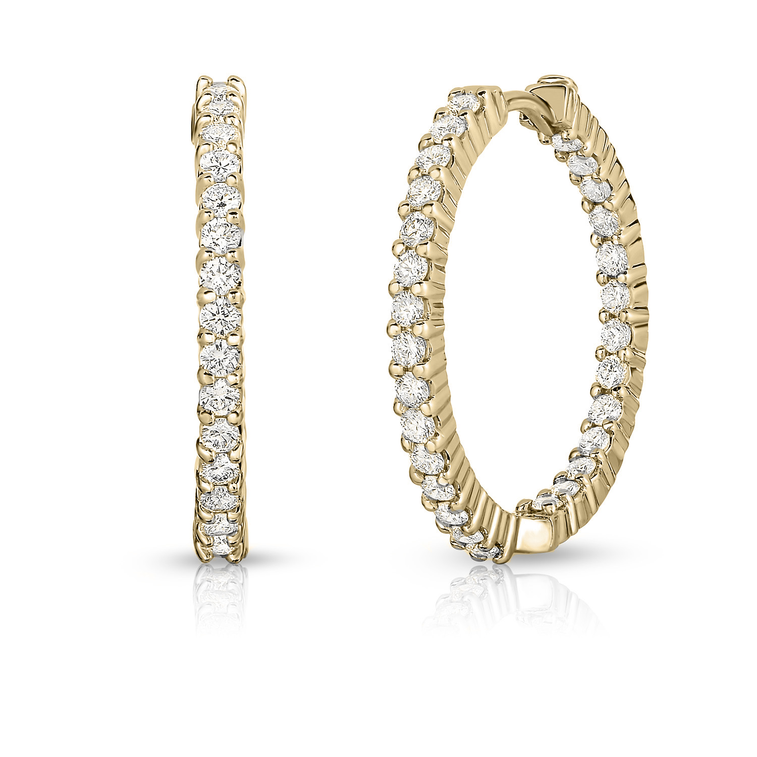 Roberto Coin 18K Yellow Gold Diamond Inside Out Hoop Earrings