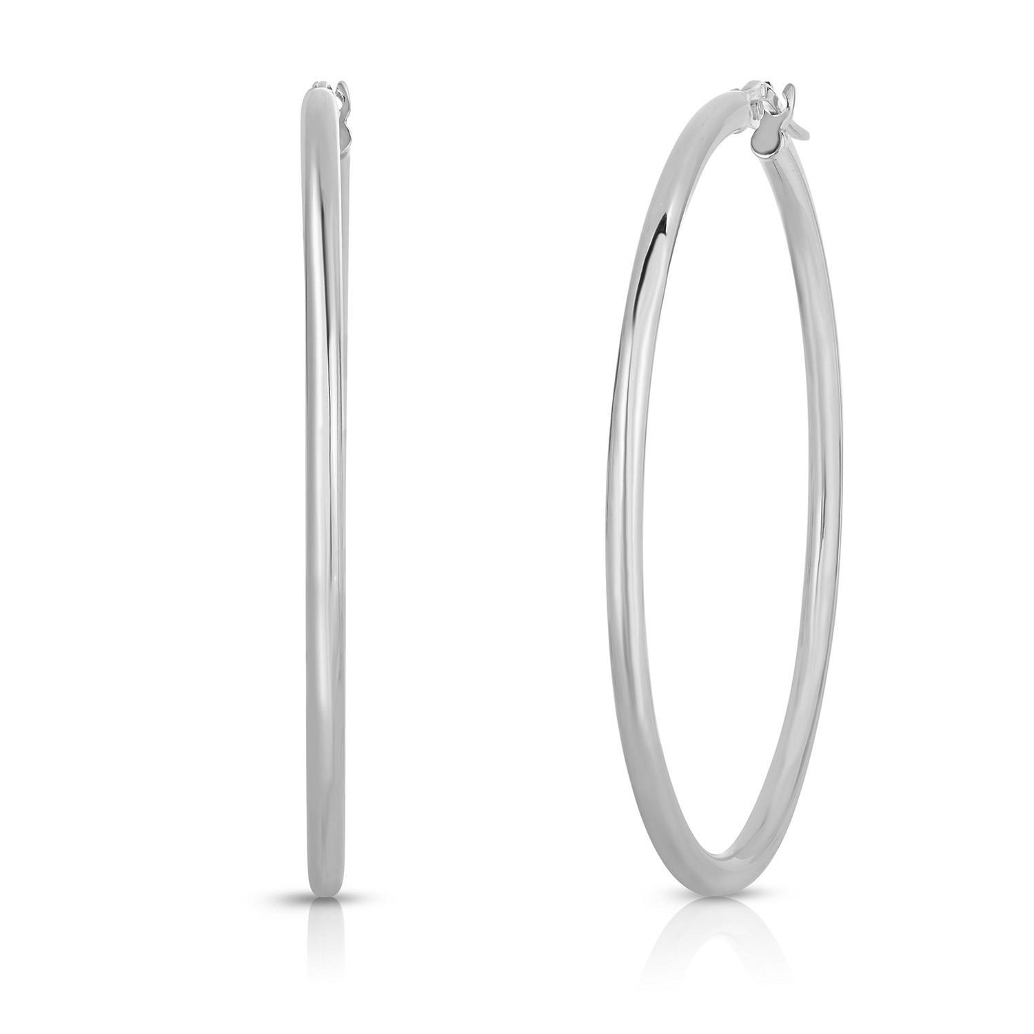 Roberto Coin 18K White Gold Perfect Hoop Large Earrings