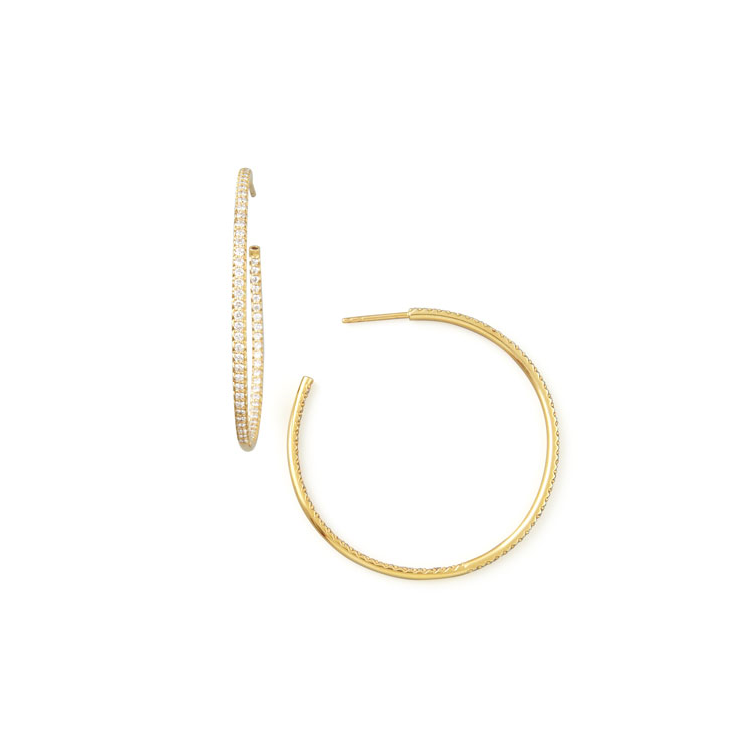 Roberto Coin 18K Yellow Gold Perfect Diamond Hoop Earrings - 381