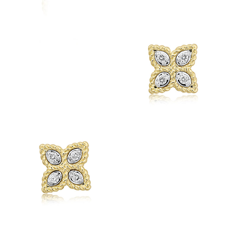 Roberto Coin 18K Yellow and White Gold Small Flower Earrings