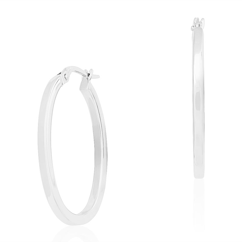 Roberto Coin 18K White Gold  Oval Hoop Earrings