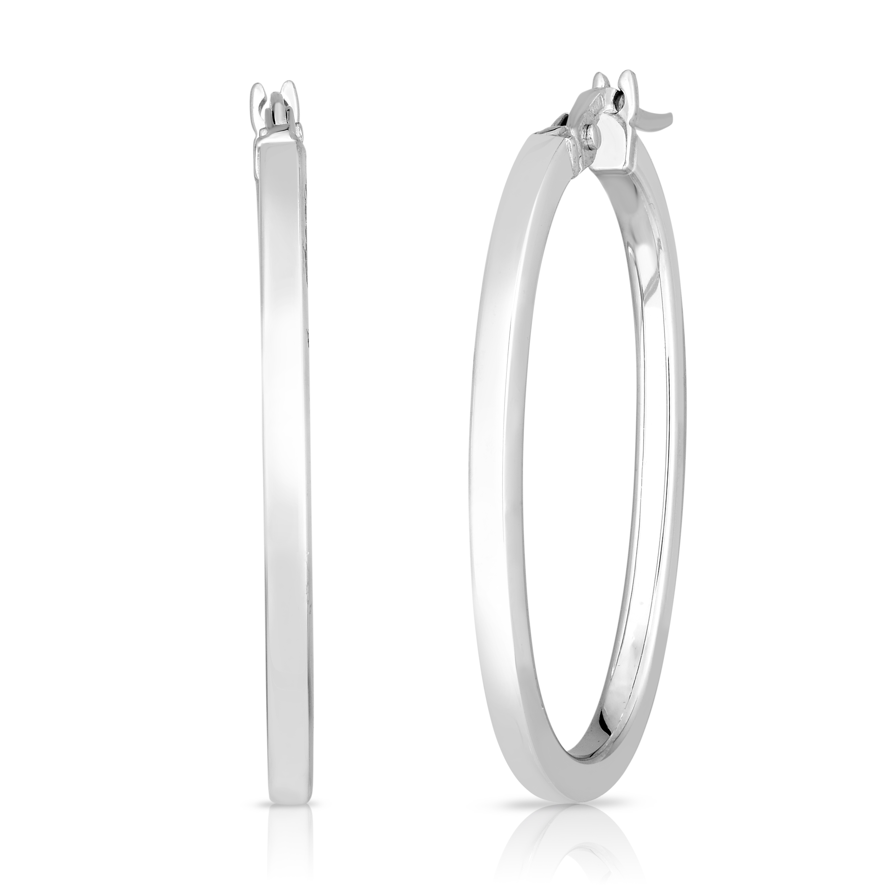 Roberto Coin 18K White Gold Oval Hoop Earrings
