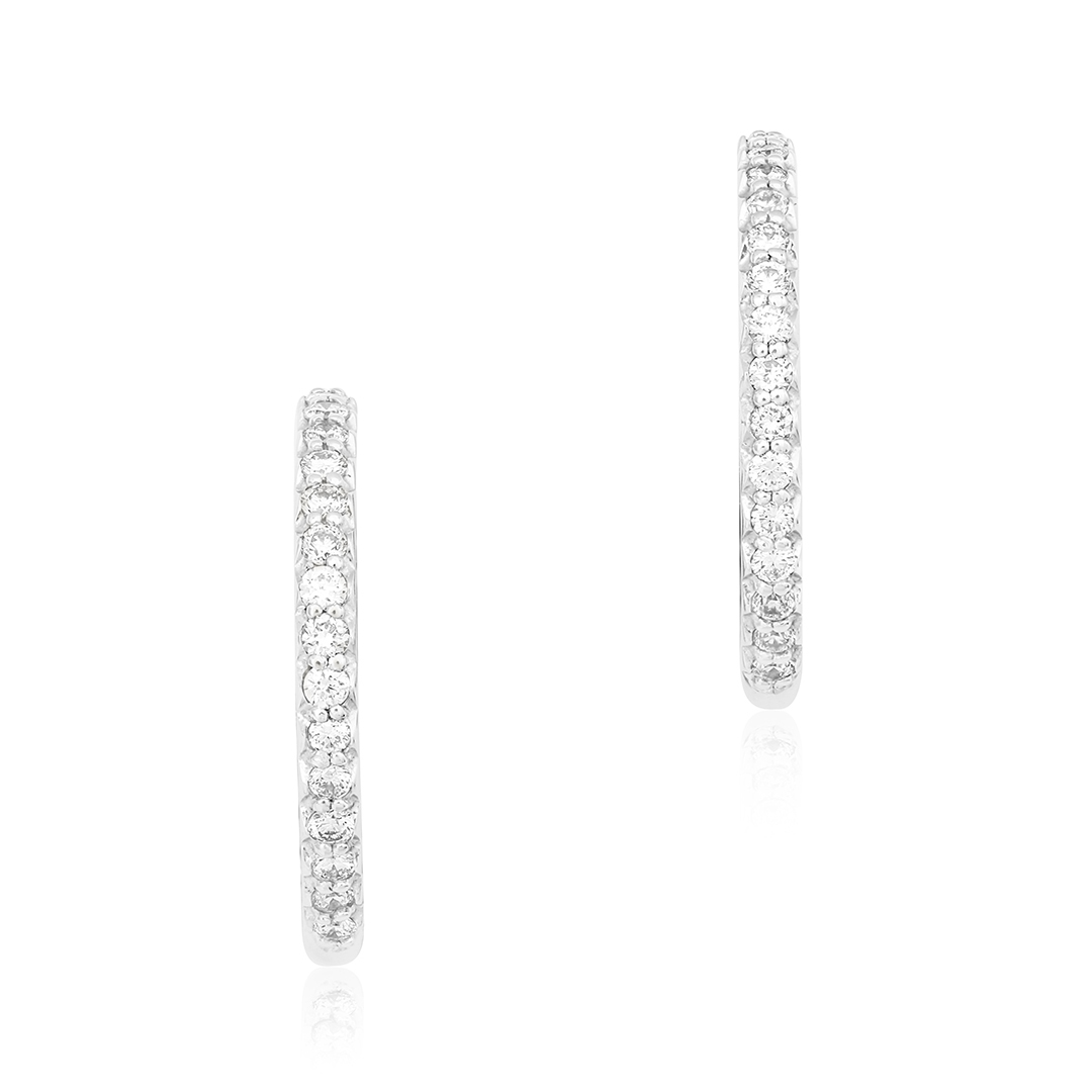 Roberto Coin 18K White Gold Perfect Diamond Hoop Collection Petite Hoop Earrings