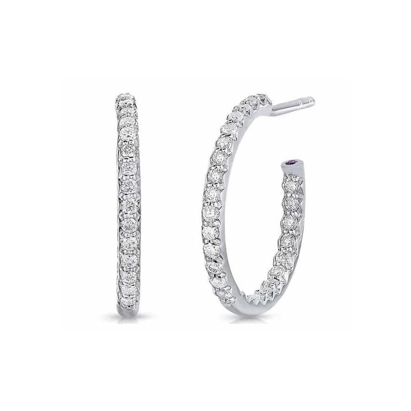 Roberto Coin 18K White Gold Perfect Diamond Hoop Collection Petite Hoop Earrings