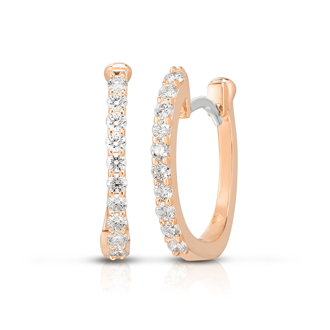 Roberto Coin 18k Rose Gold Diamond Huggie Hoop Earrings