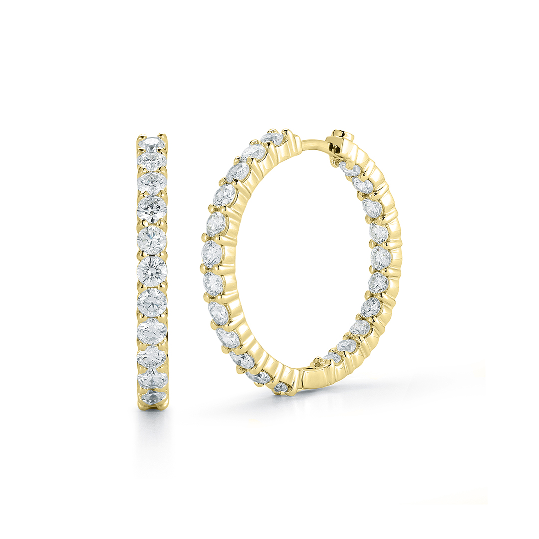 Roberto Coin 18K Yellow Gold Diamond Inside-out Hoop Earrings