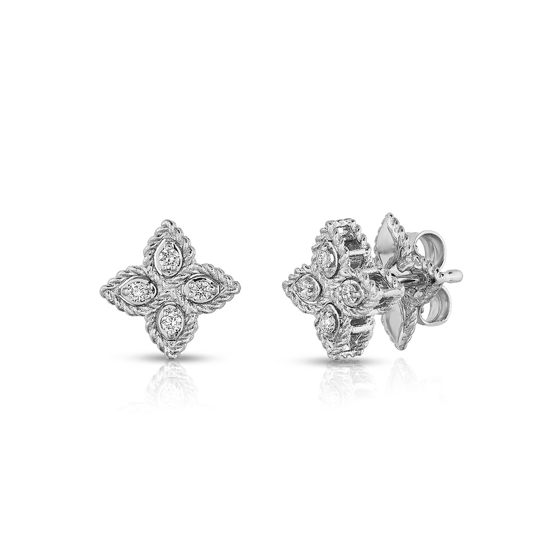 Roberto Coin 18K White Gold Princess Flower Diamond Earrings