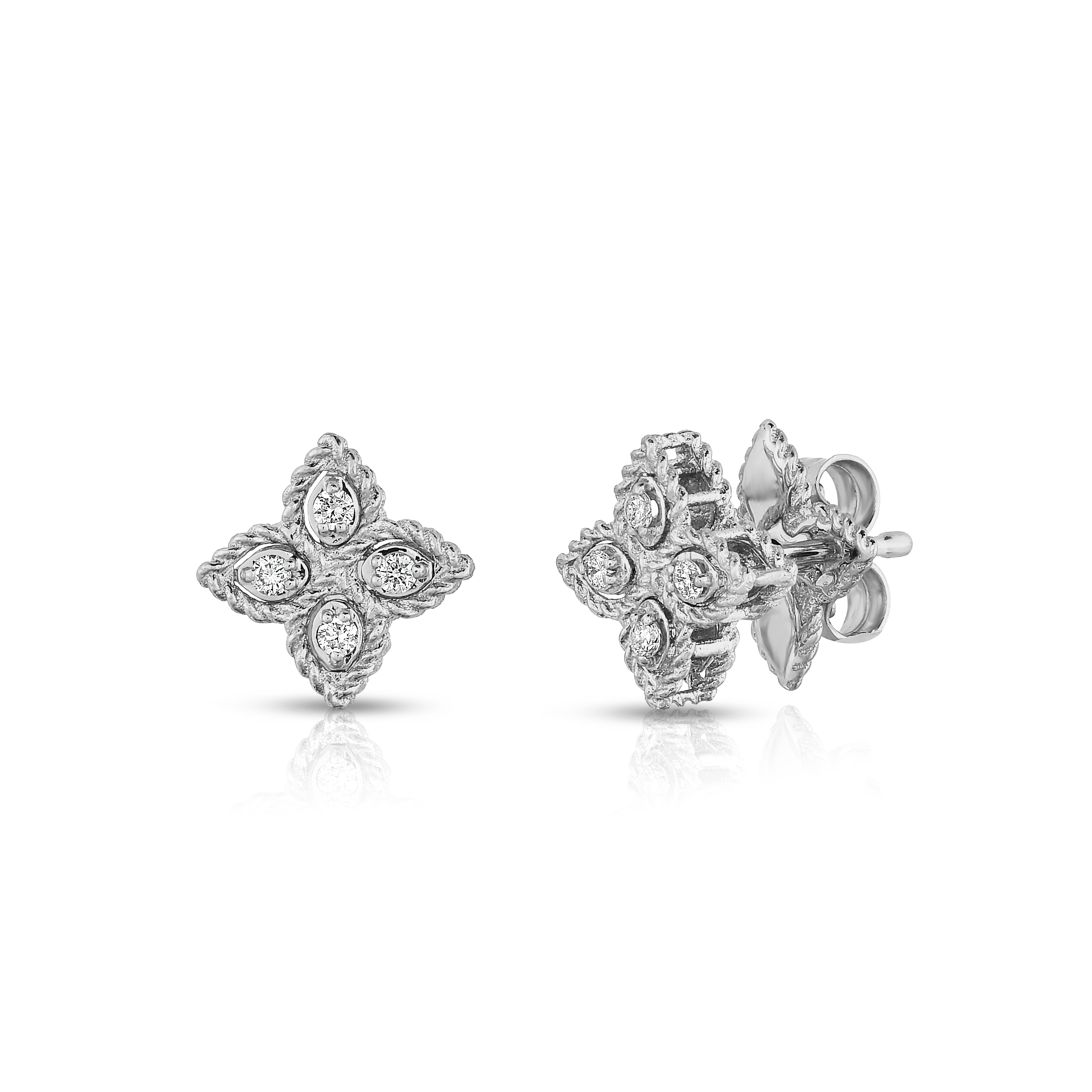 Roberto Coin 18K White Gold Princess Flower Diamond Earrings