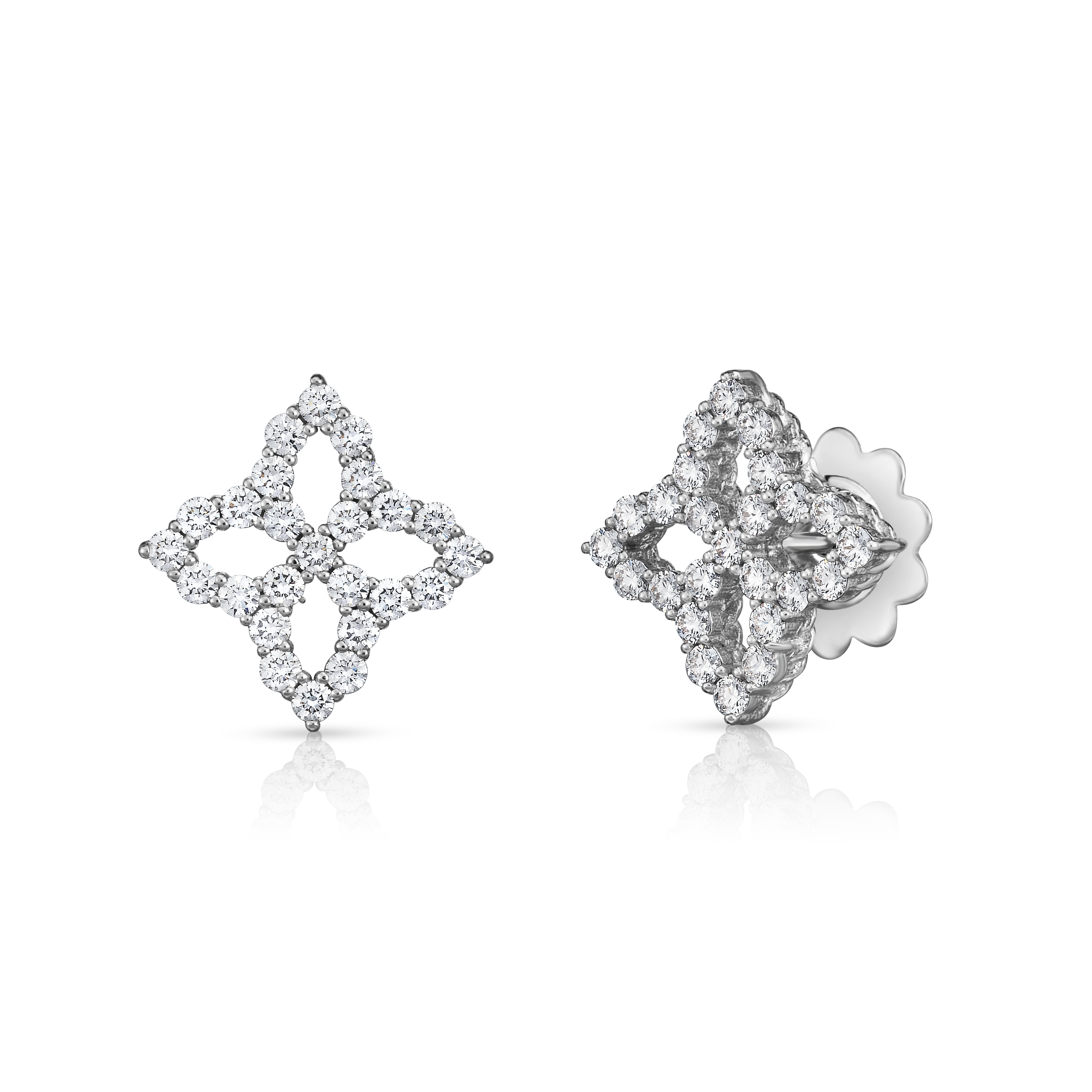 Roberto Coin 18K White Gold Diamond Princess Medium Outline Stud Earrings