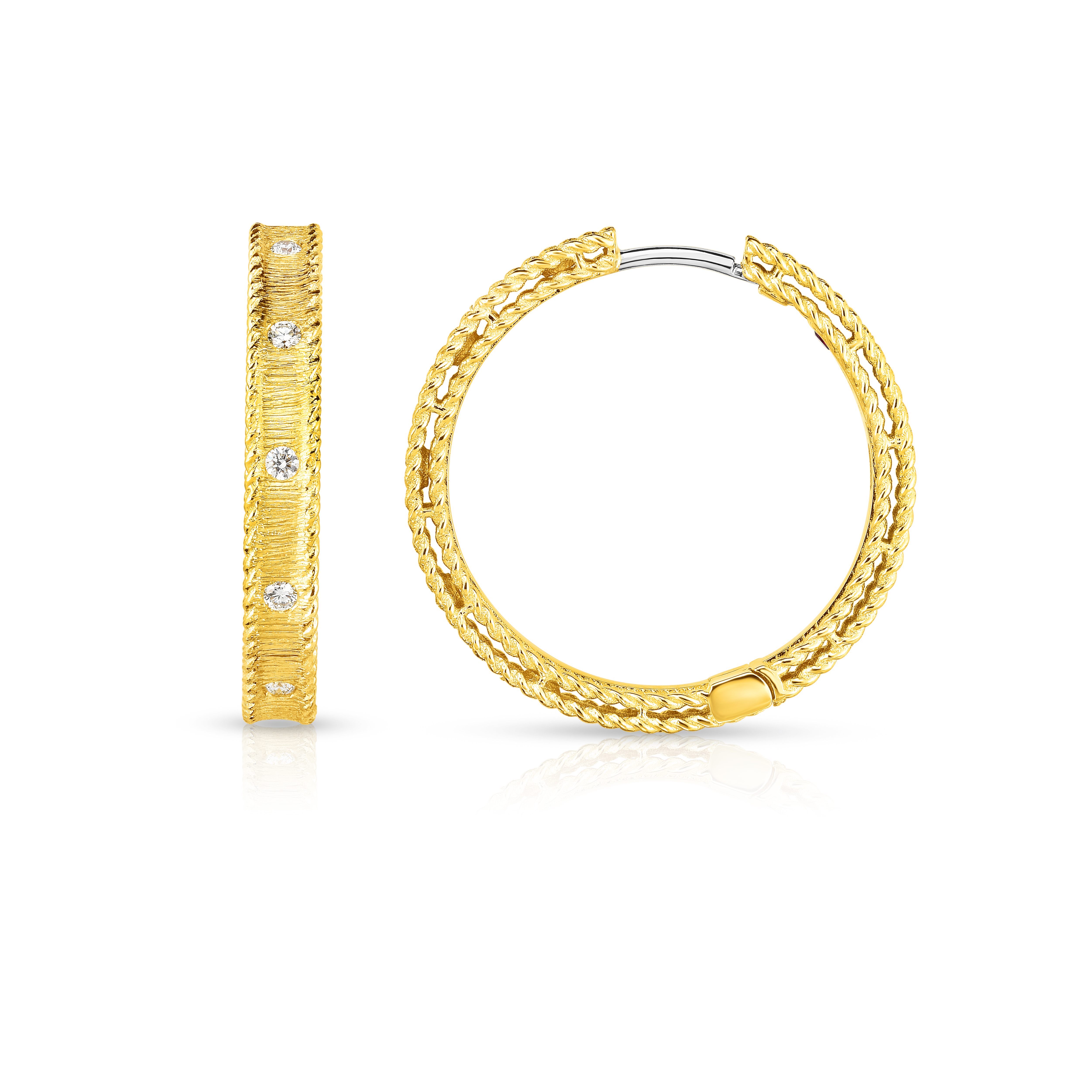 Roberto Coin 18K Yellow Gold Princess Diamond Hoop Earrings