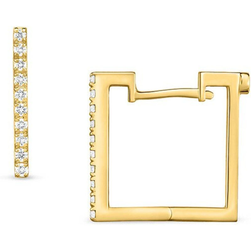 Roberto Coin 18K Yellow Gold Diamond Square Hoop Earrings