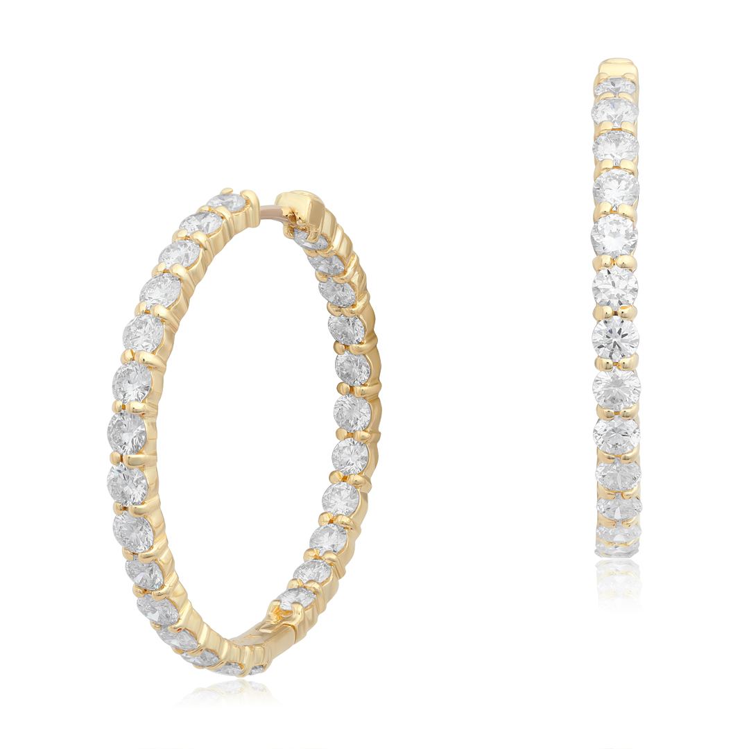 18K Yellow Gold Inside Out Hoop Earrings