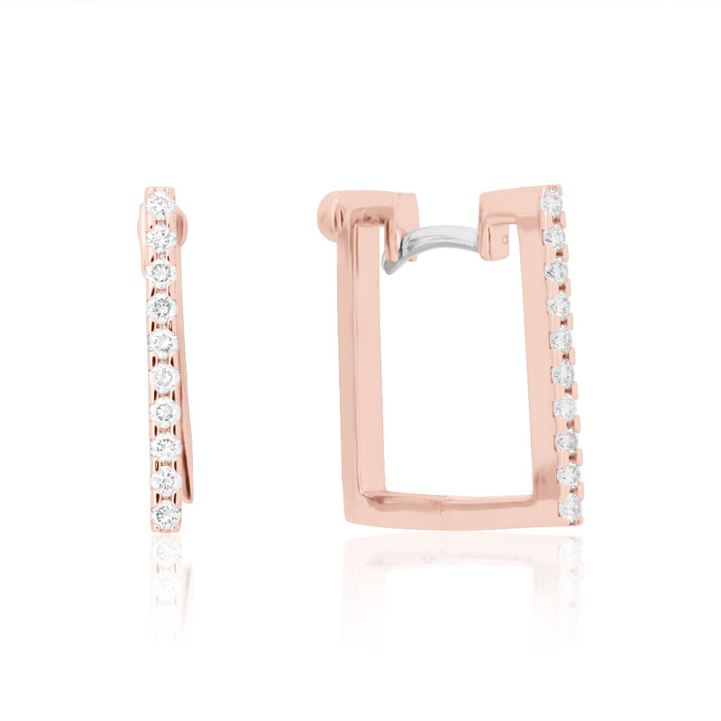 Roberto Coin 18K Rose Gold and Diamond and square Hoop Earrings