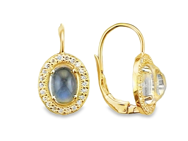 18Y P.PREVILLE MOONSTONE DIAMOND EARRINGS