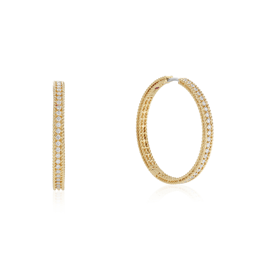 Roberto Coin 18K Yellow Gold Symphony Collection Diamond Hoop Earrings - 13