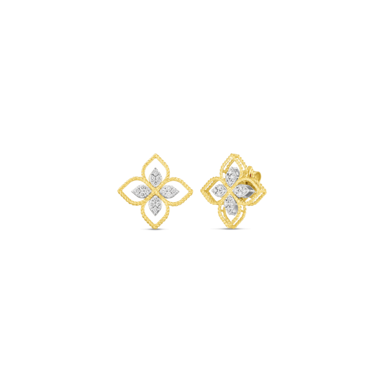 Roberto Coin 18K Yellow and White Gold Principessa Diamond Earrings