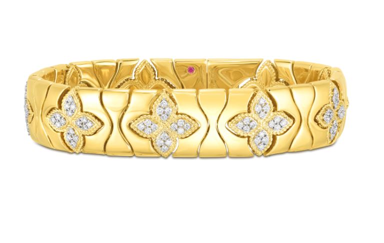 18K Yellow Gold Princess Flower Collection Diamond Bracelet