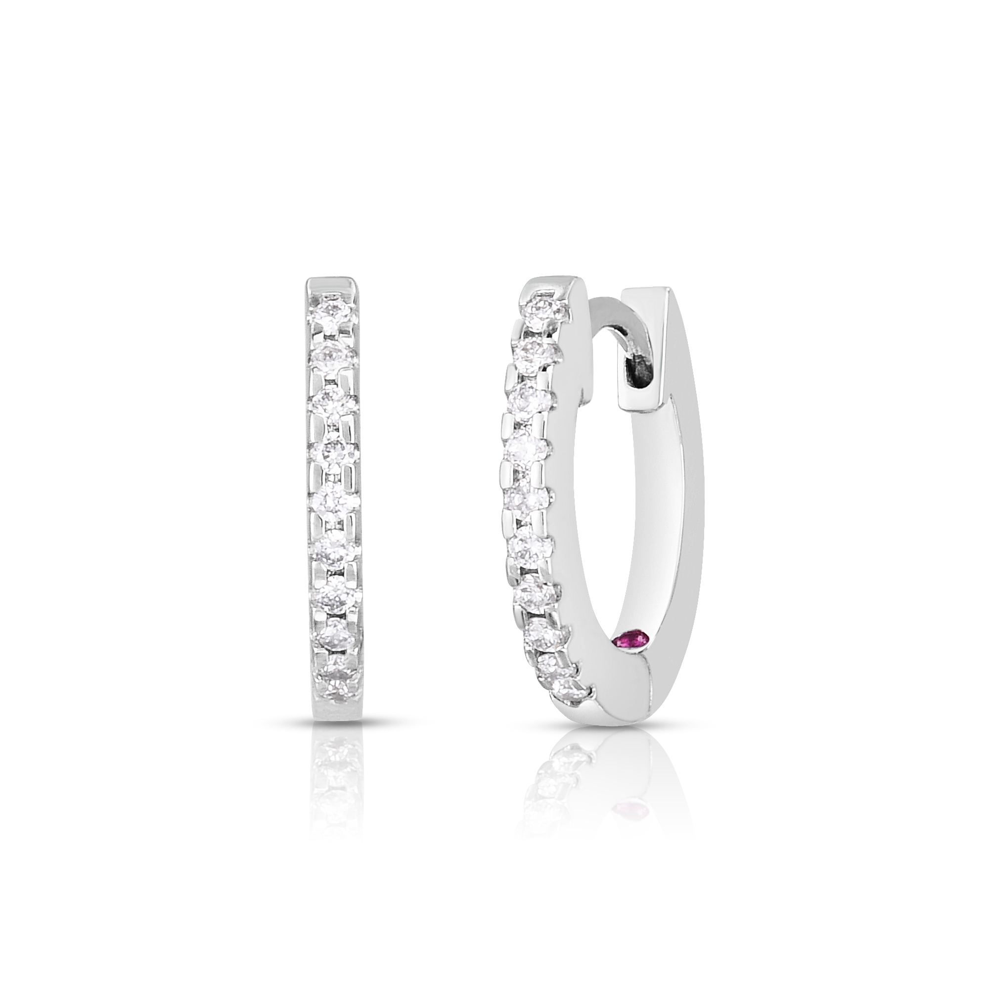 Roberto Coin 18K White Gold Diamond Small Hoop Earrings