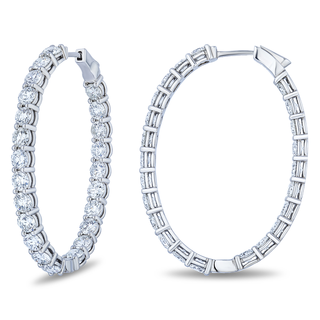 18K White Gold Inside Out Diamond Hoop Earrings