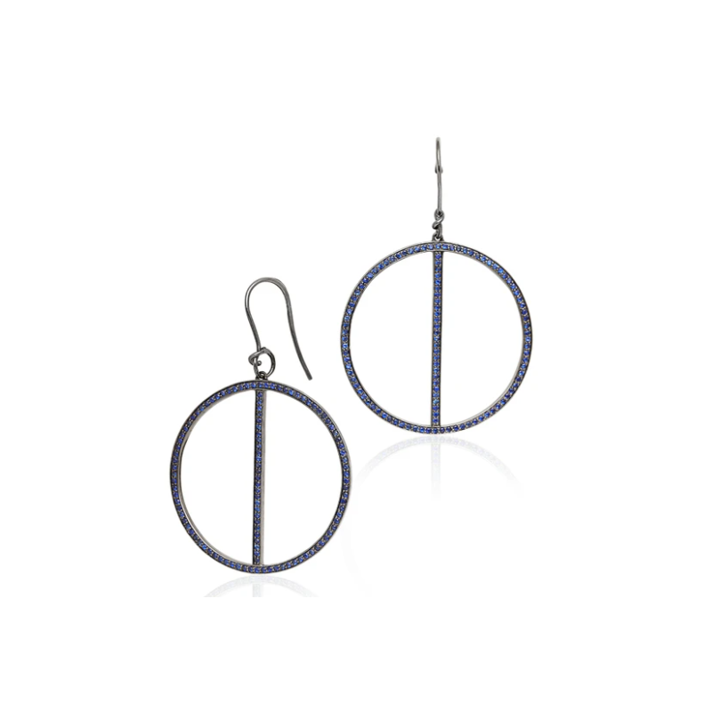 Brady Legler 18K White Gold Black Rhodium Plated Drop Hoop Earrings