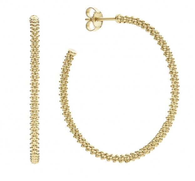 18K Yellow Gold Caviar Collection 35mm Hoop Earrings