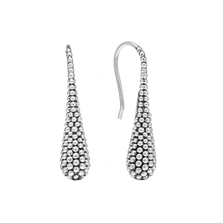 LAGOS Sterling Silver Signature Caviar Drop Earrings - 23