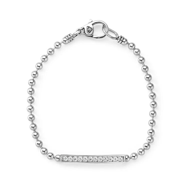 LAGOS Sterling Silver and Diamond Caviar Spark Bar Bracelet - 27