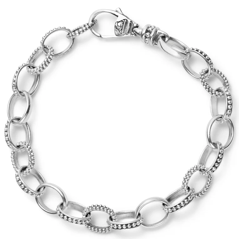 LAGOS Sterling Silver Signature Caviar Chain Link Bracelet - 28