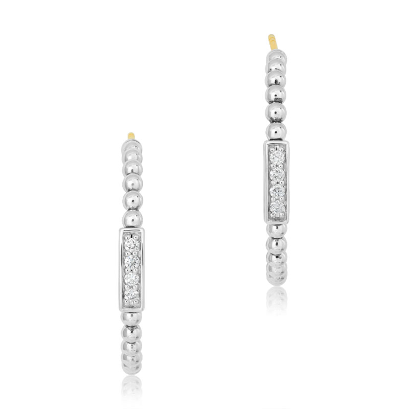 Lagos Caviar Diamond Hoop Earrings itemprop=