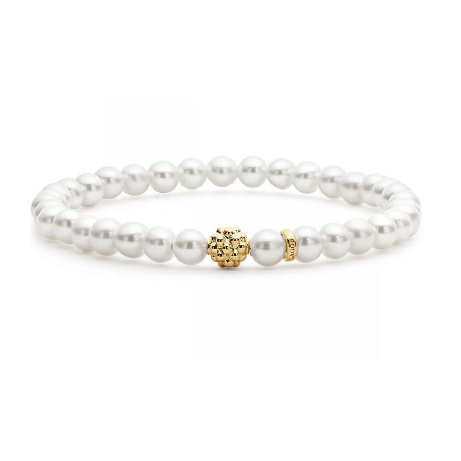LAGOS 18K Yellow Gold Caviar Icon Pearl Bracelet