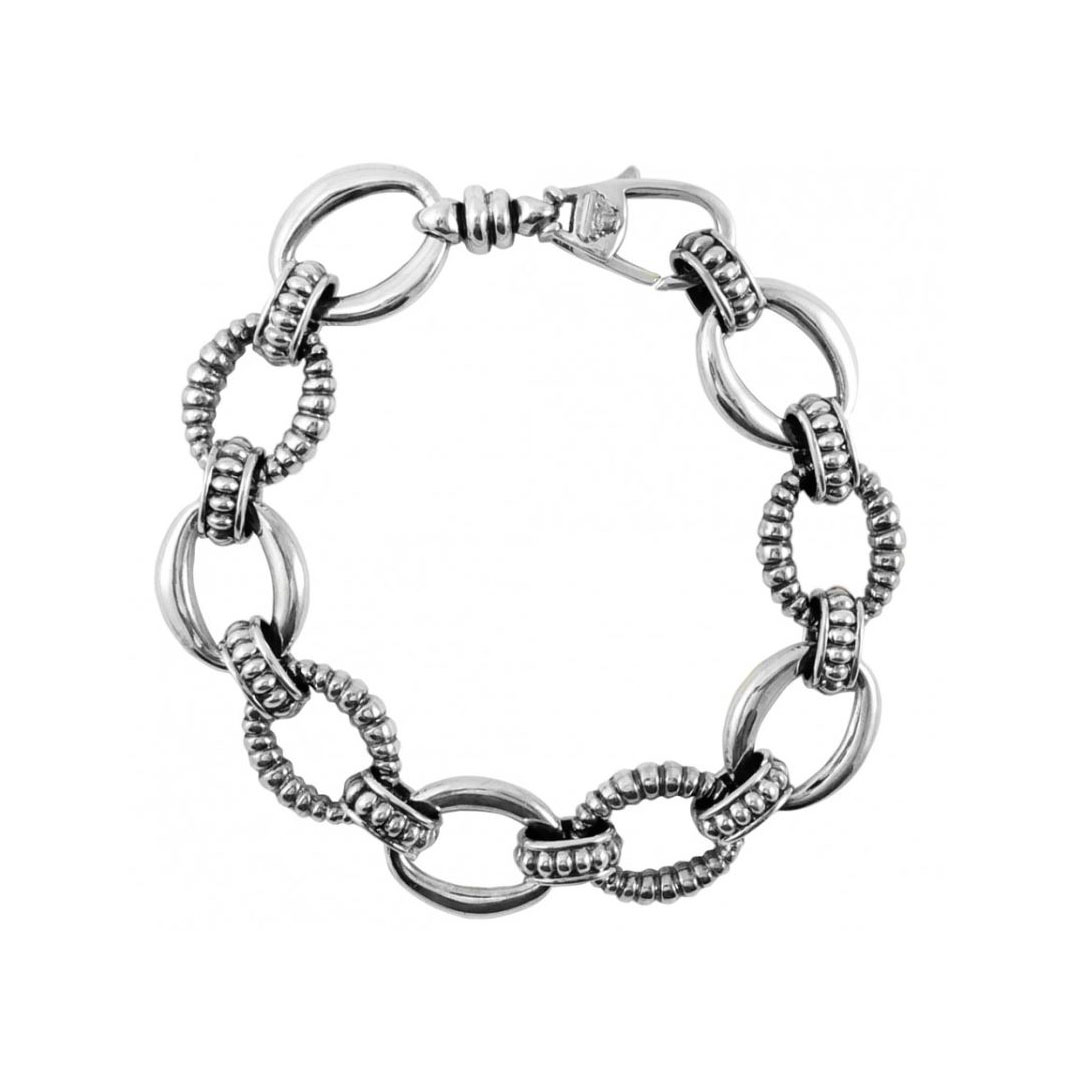 LAGOS Sterling Silver Signature Caviar Oval Link Bracelet