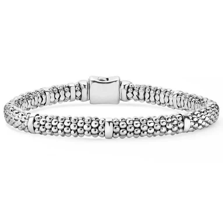 LAGOS Sterling Silver Seven Station Signature Caviar Bracelet - 33