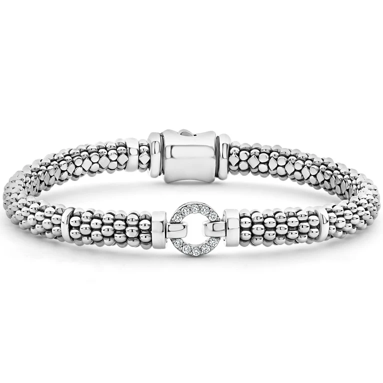 LAGOS Sterling Silver and Diamond Enso Circle Bracelet - 37