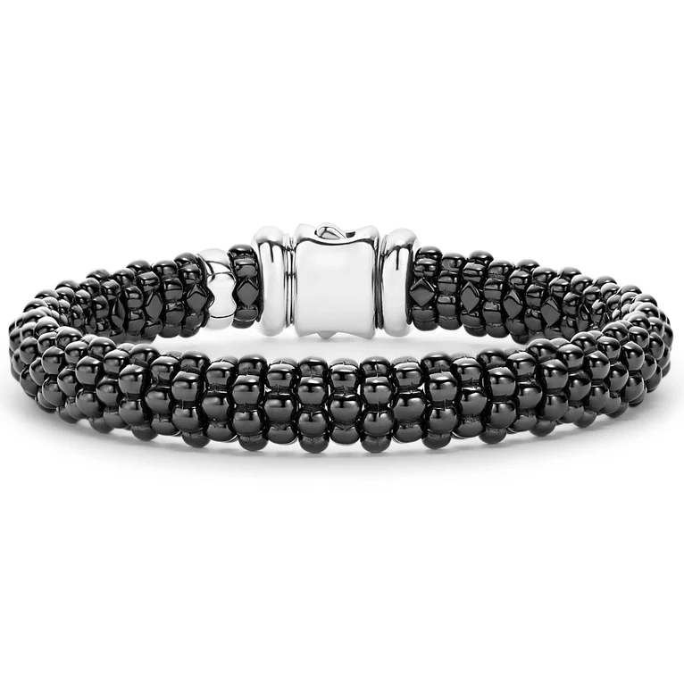 LAGOS Sterling Silver and Black Ceramic Caviar Bracelet - 41