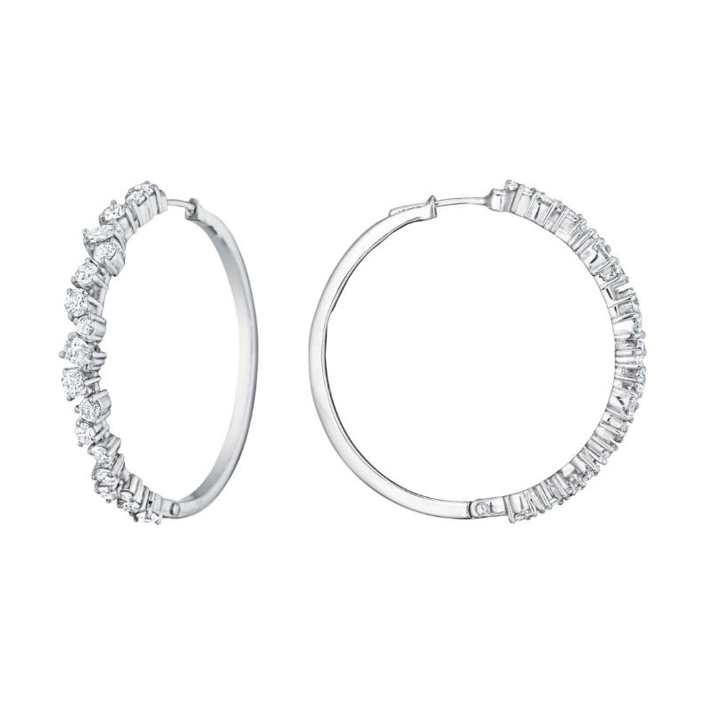 Penny Preville 18K White Gold Diamond Cluster Hoop Earrings