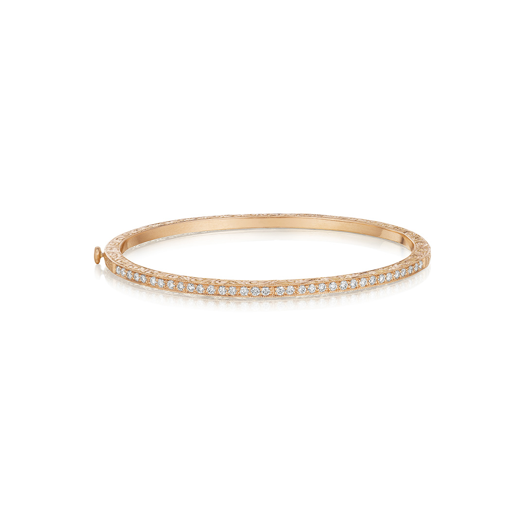 Penny Preville 18K Rose Gold Thin Pave Diamond Bangle