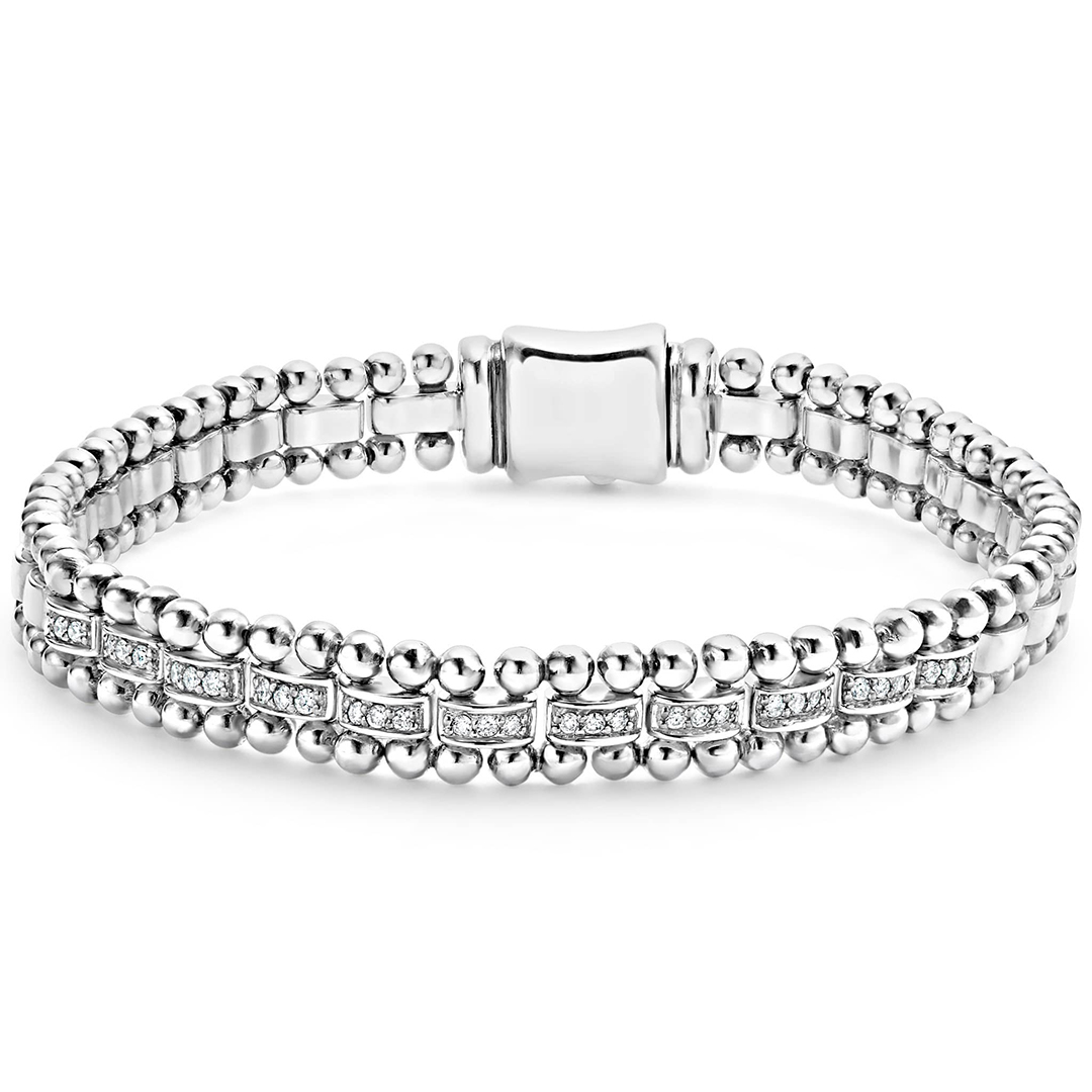 LAGOS Sterling Silver Caviar Spark Diamond Link Bracelet