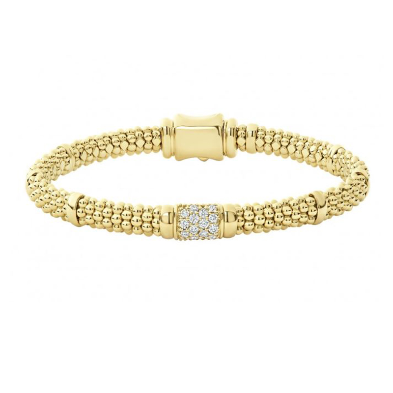 LAGOS 18K Yellow Gold Caviar Diamond Bracelet - 05-10321-DDM