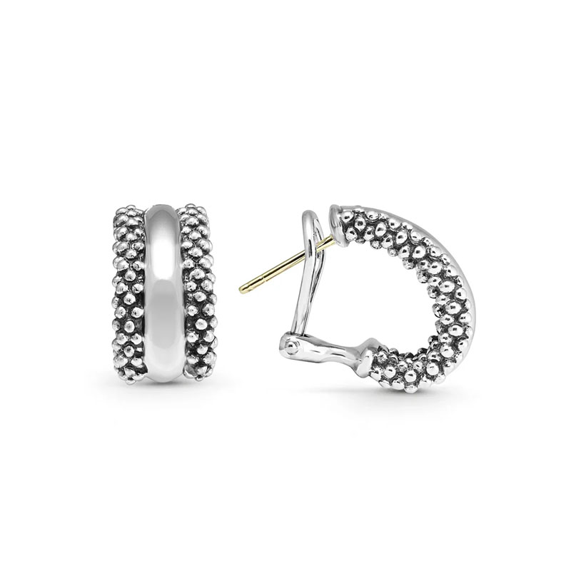 Lagos Sterling Silver Signature Caviar Collection Hoop Earrings