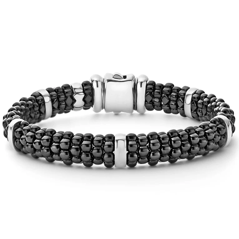 LAGOS Sterling Silver Ceramic Black Caviar Bracelet