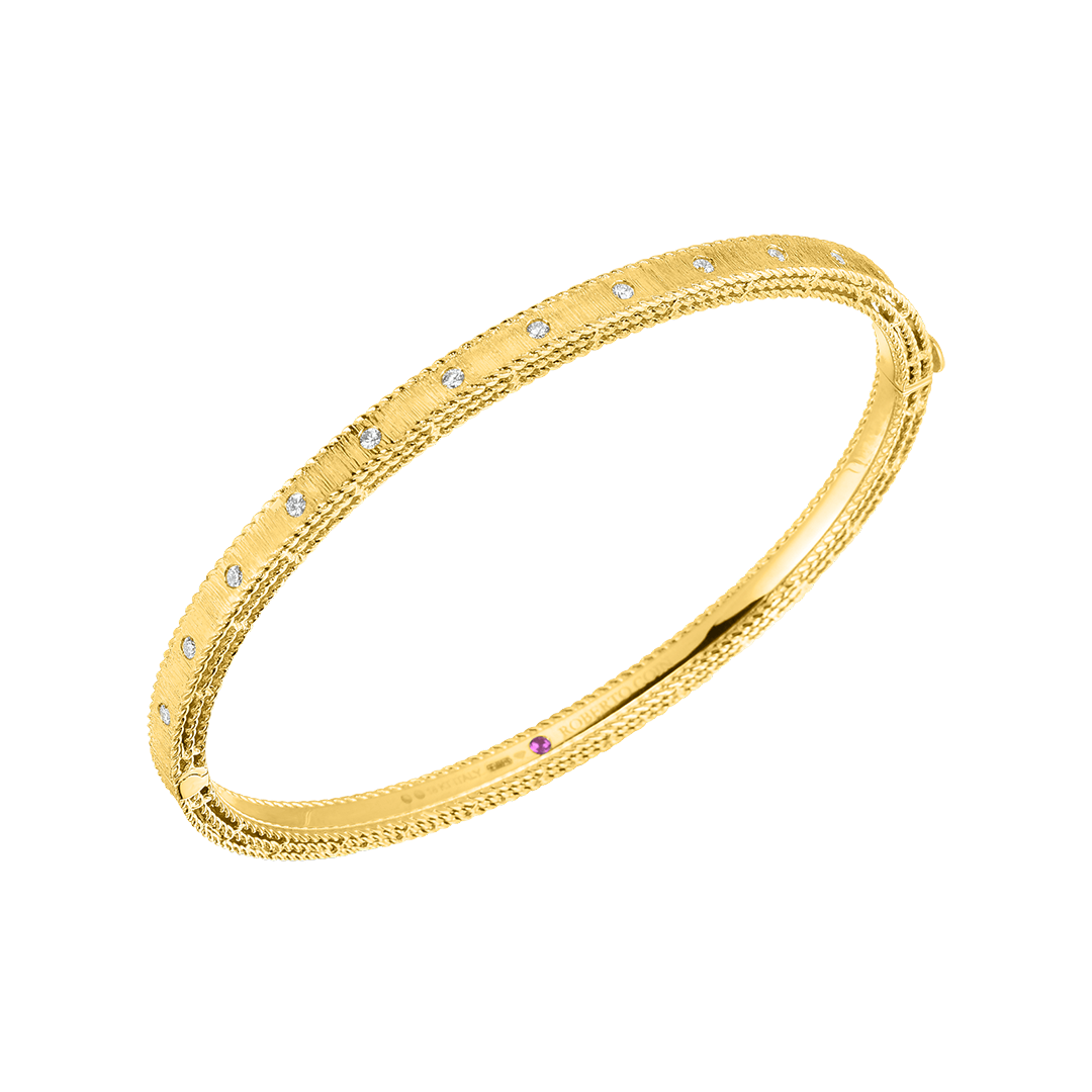 Roberto Coin 18K Yellow Gold Diamond Princess Bangle Bracelet