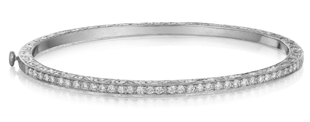 Penny Preville White Gold Thin Pave Bangle with Diamonds