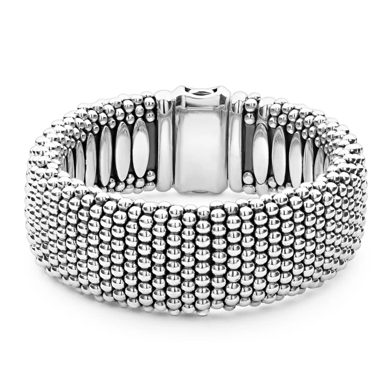 LAGOS Sterling Silver Signature Caviar Wide Band Bracelet