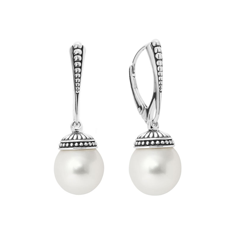 Lagos Sterling Silver Luna Collection Pearl Drop Earrings