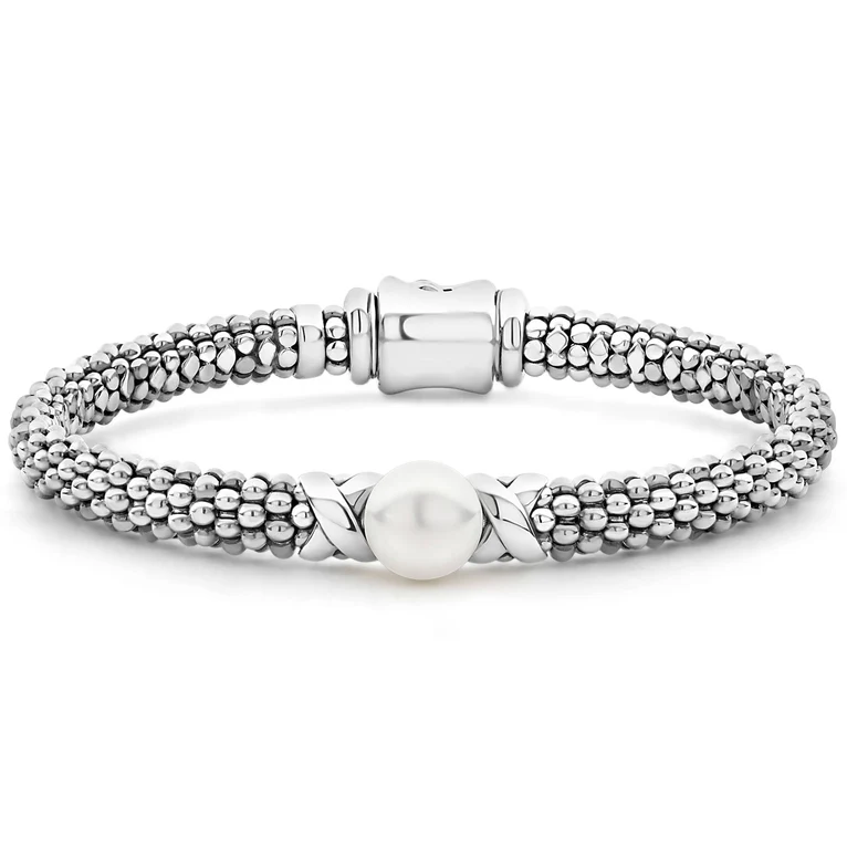 LAGOS Sterling Silver "X" Pearl Caviar Luna Bracelet