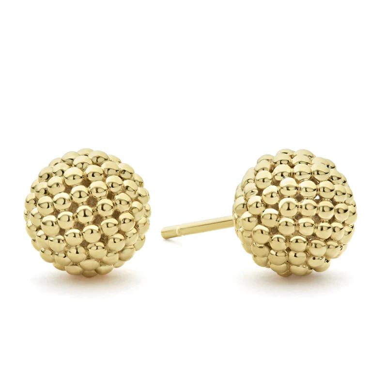 LAGOS 18K Yellow Gold Caviar Ball Stud Earrings itemprop=
